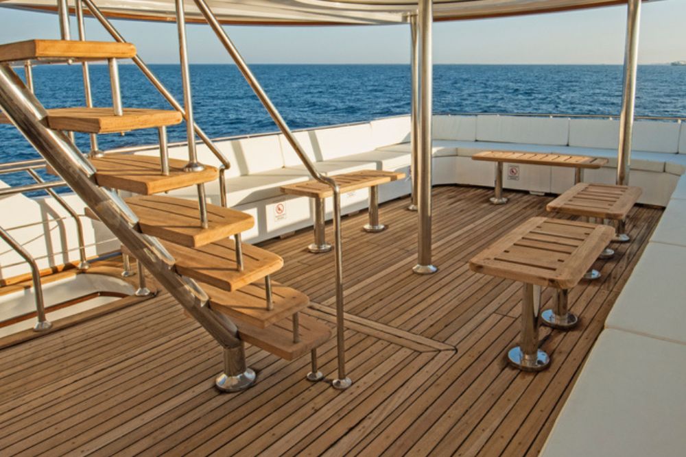 Wooden exterior boat furniture